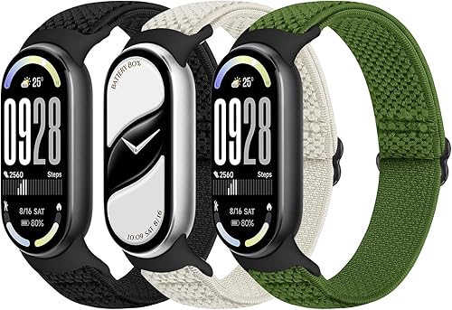 Bcuckood Bandas elásticas compatibles con Xiaomi Mi Band 8, mujeres y hombres, correa elástica de nailon suave de repuesto para Xiaomi Mi Band 8, 3