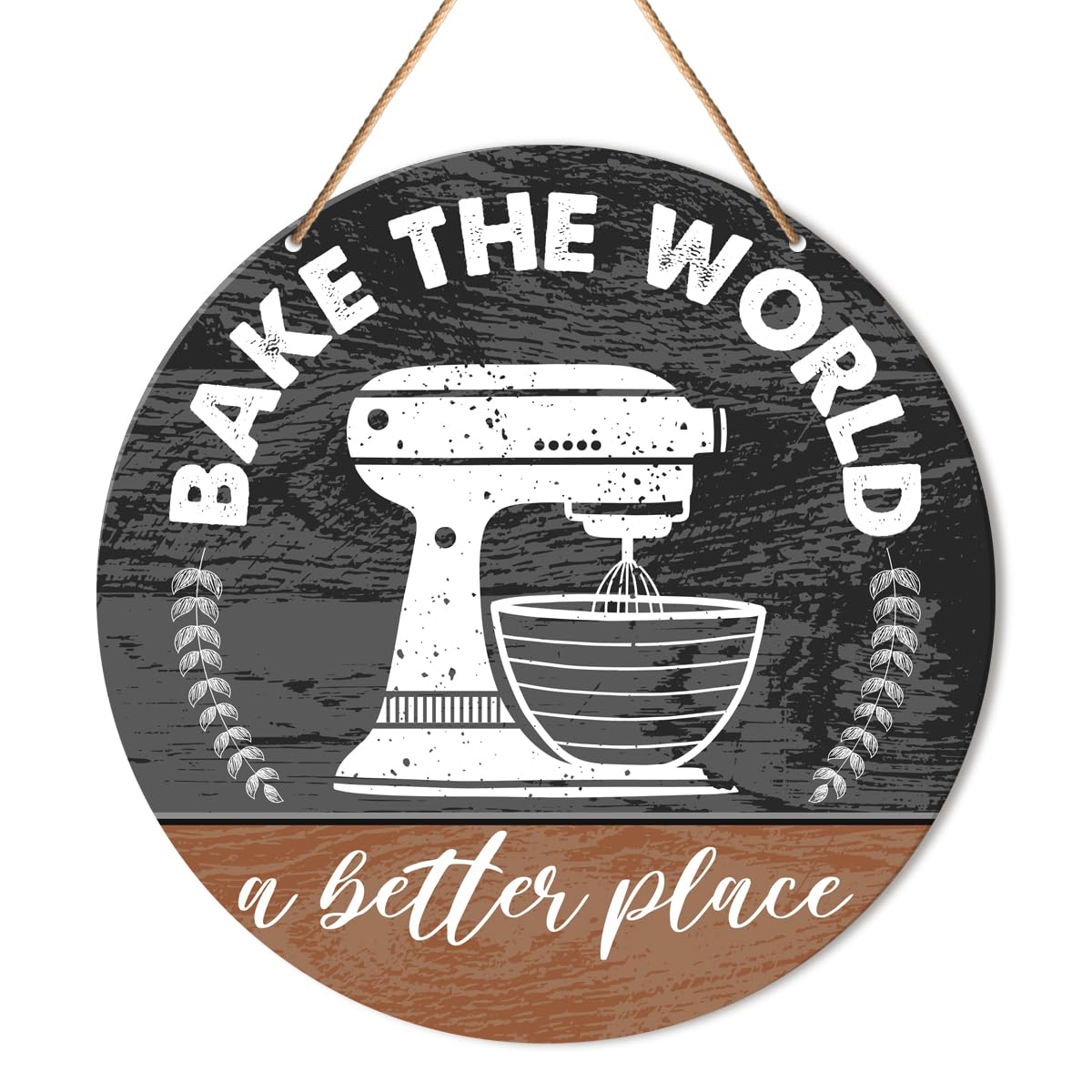 Kitchen Sign Decor for Wall, Kitchen Baking Hanging Sign Decor Rustic Wall Decoration Bakery Wood Sign for Dining Room, Cafe, Housewarming Kitchen Gift for Mom Baker, Bake The World a Better Place-image-4