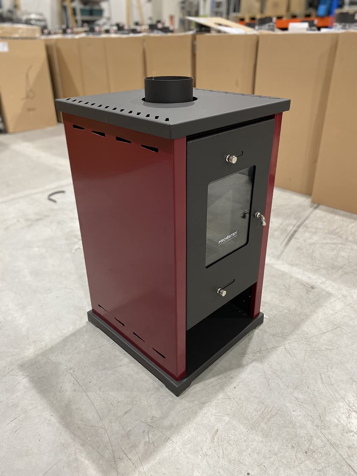 Prometey Mini poêle à bois 6,3 kW Rouge