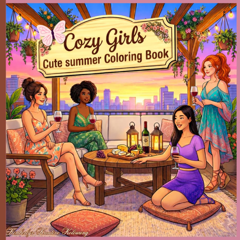 Cozy Girls Cute Summer Coloring Book: Cozy Girl Summer Coloring Book – Cute Lifestyle Scenes, Relaxing Vibes & Aesthetic Coloring Fun (Cozy Girls Aesthetic Collection)
