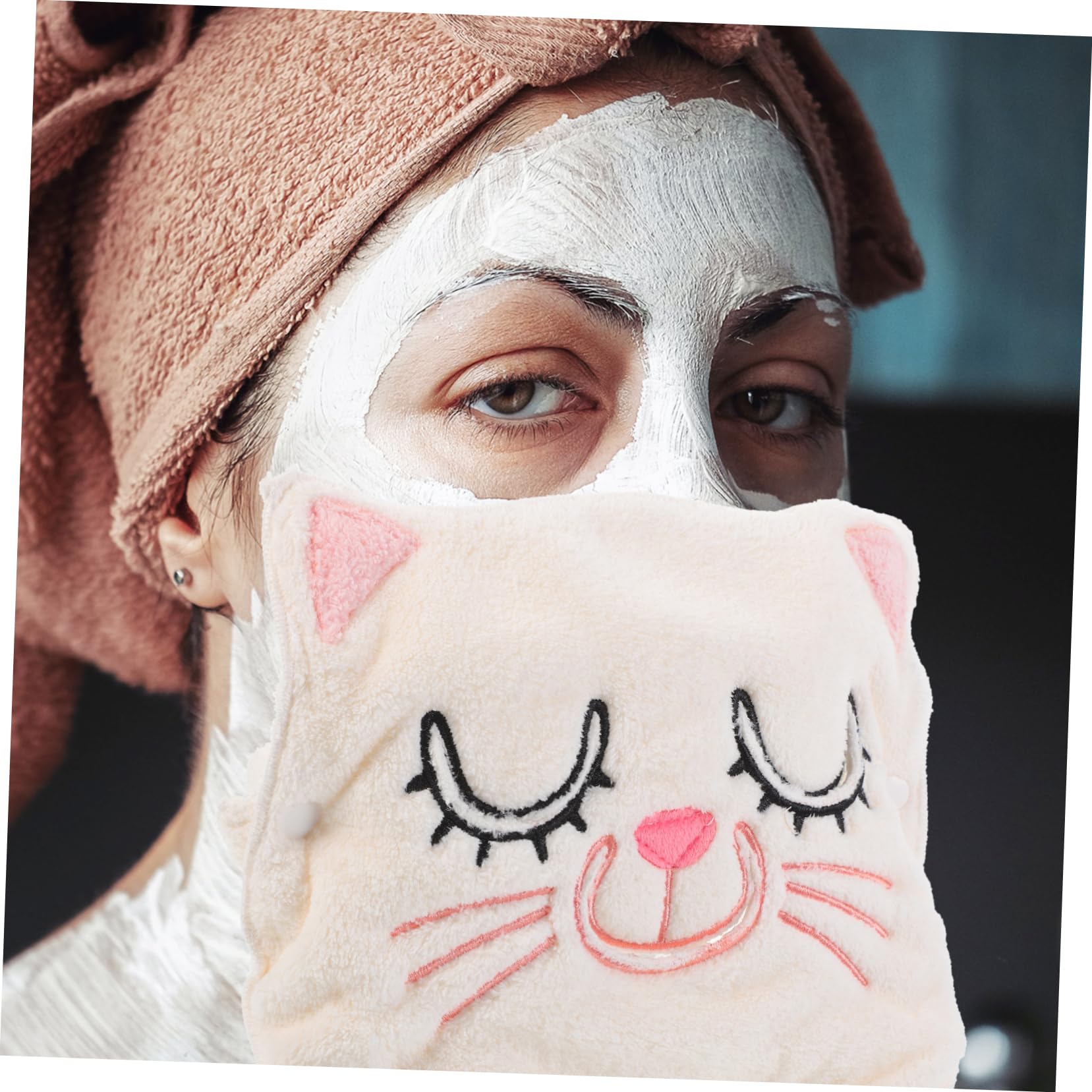 VALICLUD 4 Pezzi Asciugamano di maschera calda facciale microfibra asciugamani scaldasalviette viso asciugamano a comprimere asciugamano a vapore per il viso vello di corallo bianca