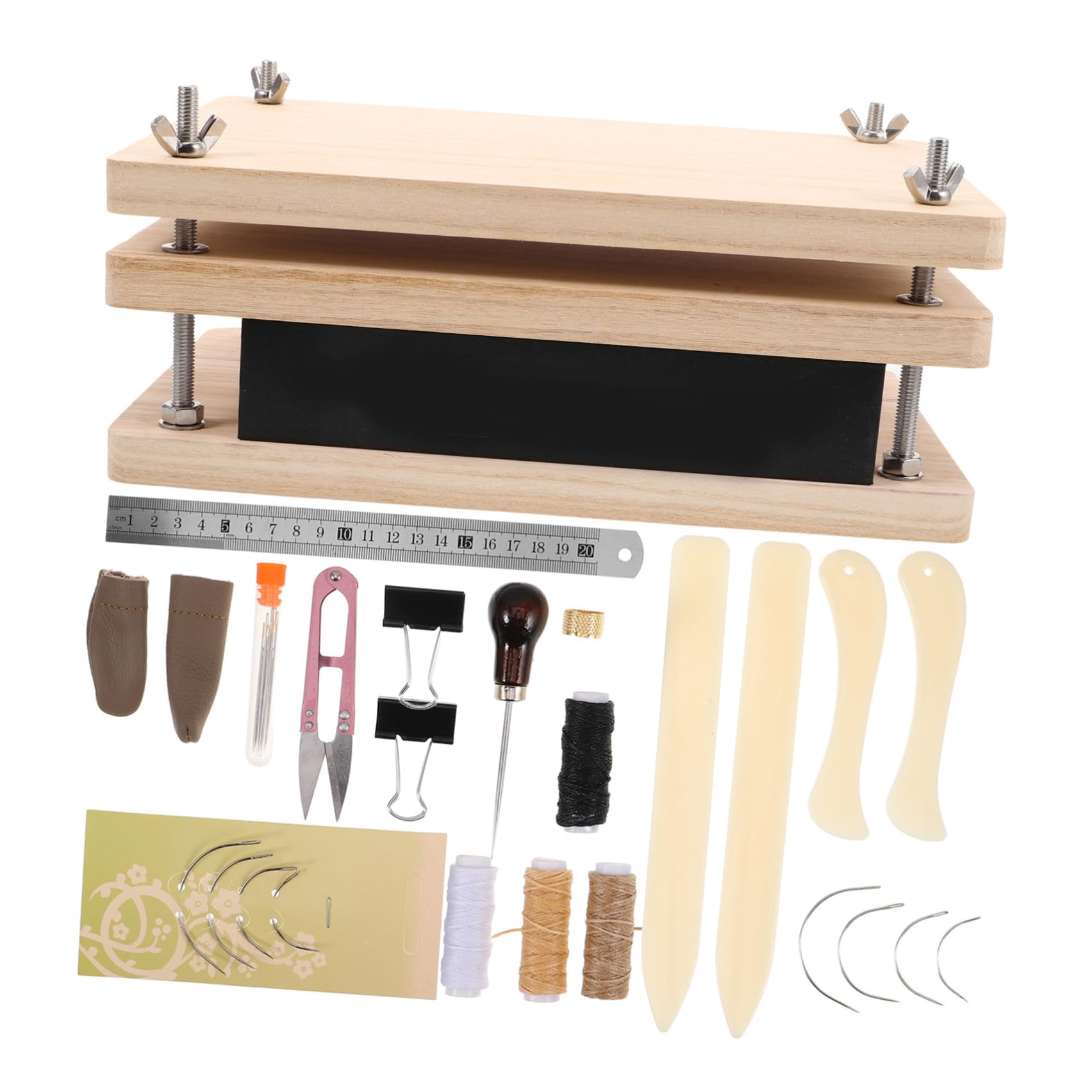 Juego de Prensas de Madera para Encuadernación, Kit de Encuadernación de Libros, Madera y Metal, Portátil, para Manualidades Papel y Hacer Libros, Reparación de Transcripciones