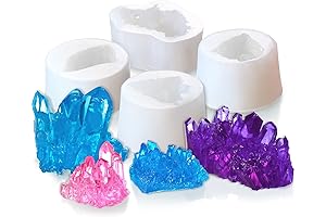 4-Piece Crystal Cluster Mold Set for Crafting Delicate Geode Resin Clusters and Unique Trays