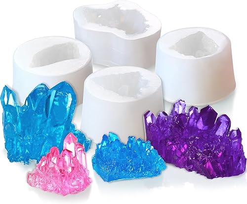 4 moldes de cristal de resina de silicona de resina de cristal moldes de cuarzo de roca epoxi moldes de bricolaje de fundición de cristal moldes