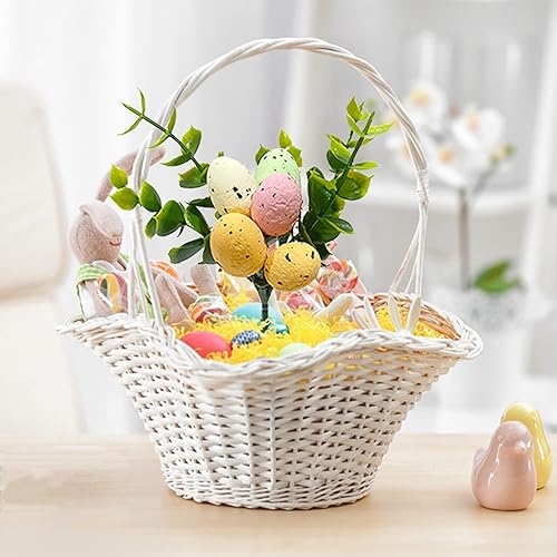 Miniatura 2 de belupai 6 palillos artificiales de huevos de Pascua adornos de huevos de Pascua palillos de flores de huevo de Pascua ramo de huevos falsos púas