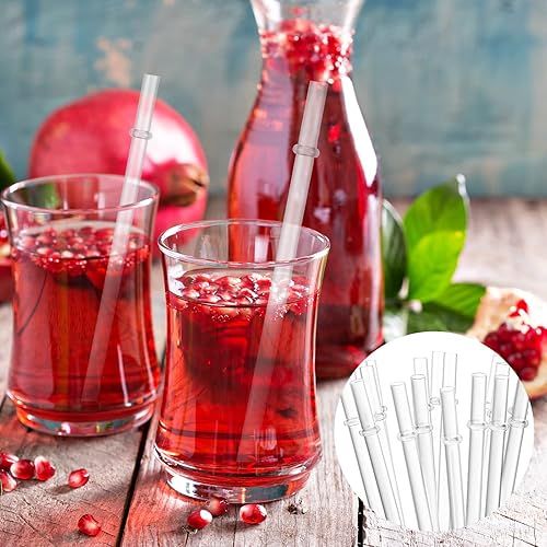 Miniatura 5 de 100 pajitas reutilizables de plástico duro transparente con 5 cepillos de limpieza popotes de repuesto transparentes de 11 pulgadas de grosor para