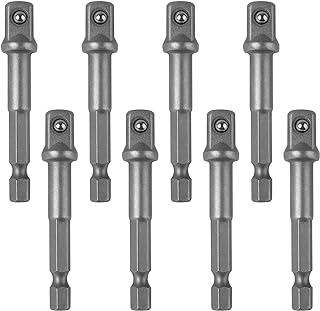Fulaicai 8 Pack Impact Socket Adapter, 3/8 Inch Hexagonal Impact Driver Power Bits Durable Hand Tool Driver Extension Socket Adapter with 1/4 Inch Hex Shank for Automotive DIY