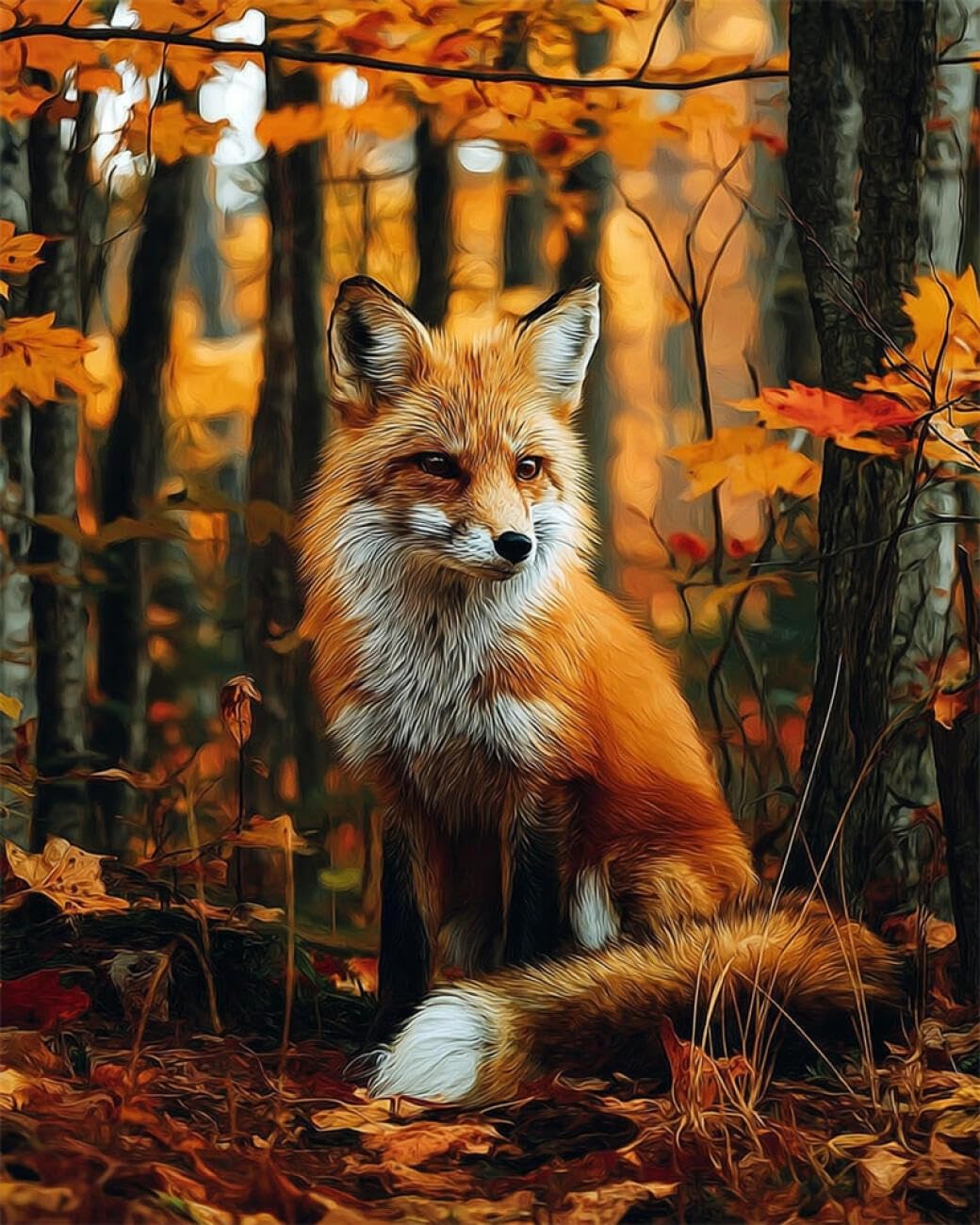 RKFLGEW DIY Bead Embroidery Kit Fox Portrait 30x40cm