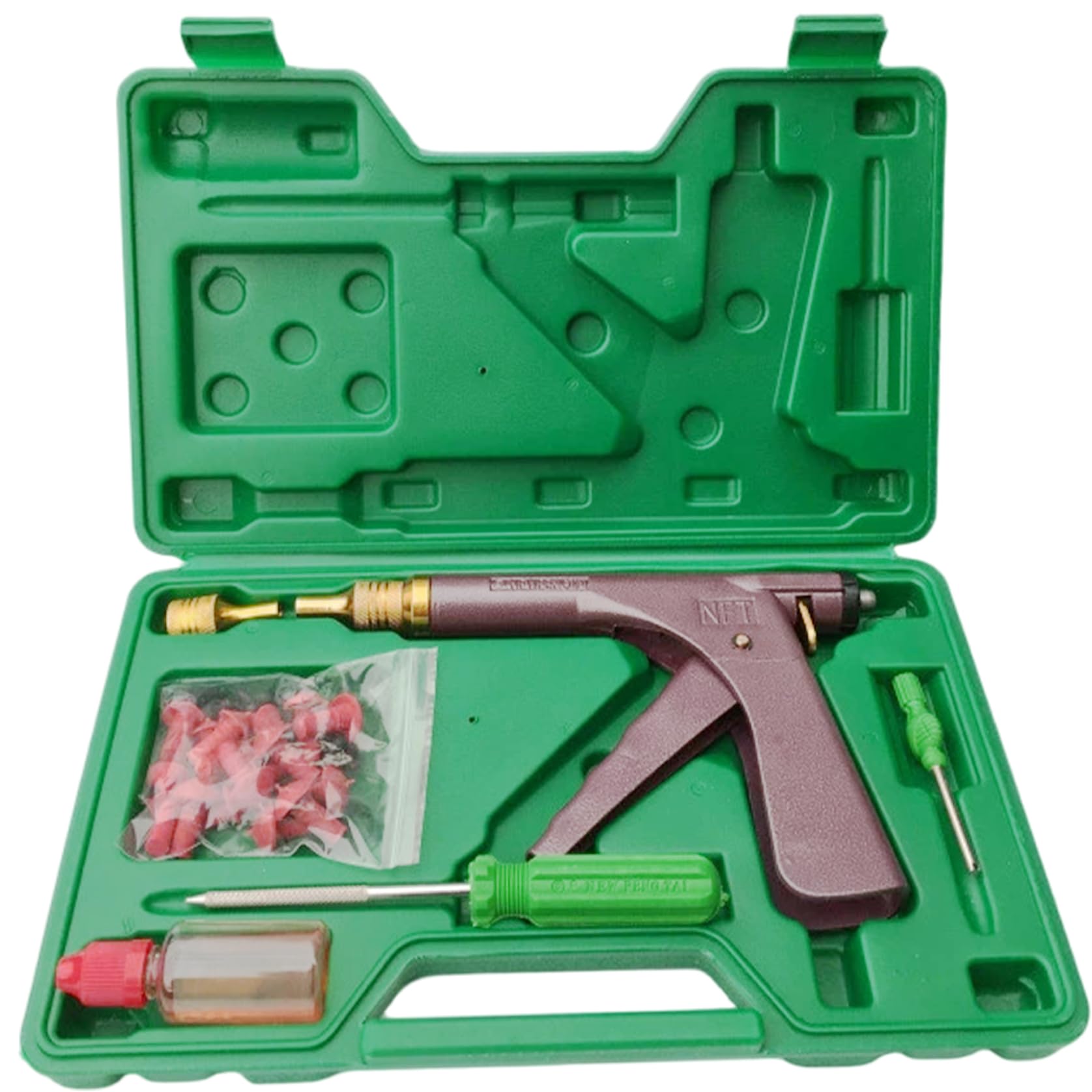 Kit de reparación de neumáticos, kit de reparación de neumáticos Pistola de metal resistente de servicio pesado con accesorios para pinchazos de y pisos en automóviles motocicletas, enchuf