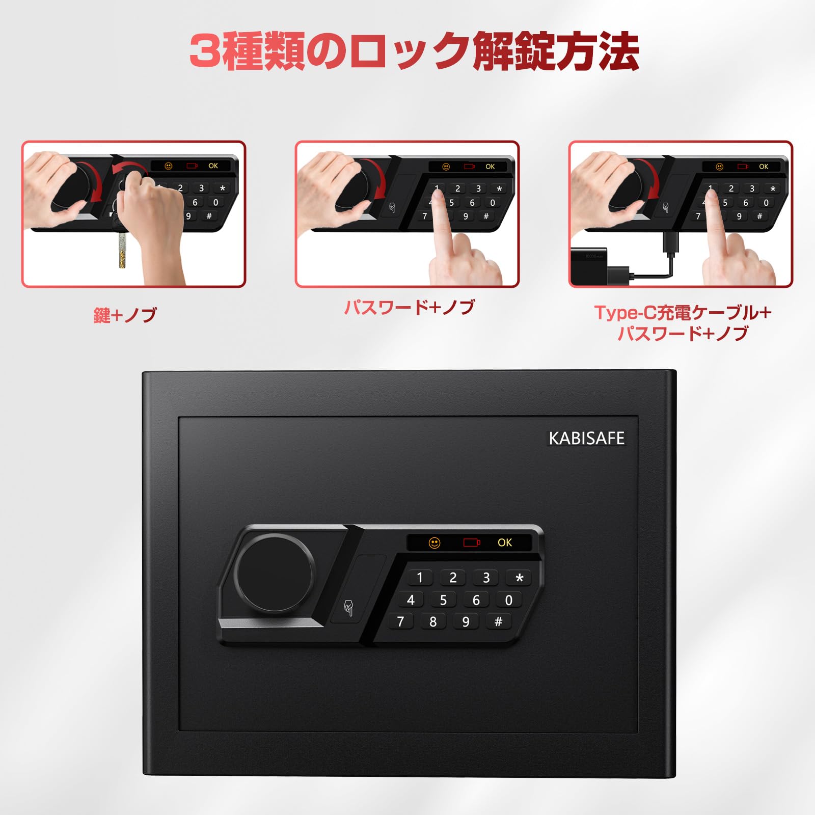 Amazon.co.jp: KABISAFE 家庭用金庫 小型 テンキー式 セキュリティー