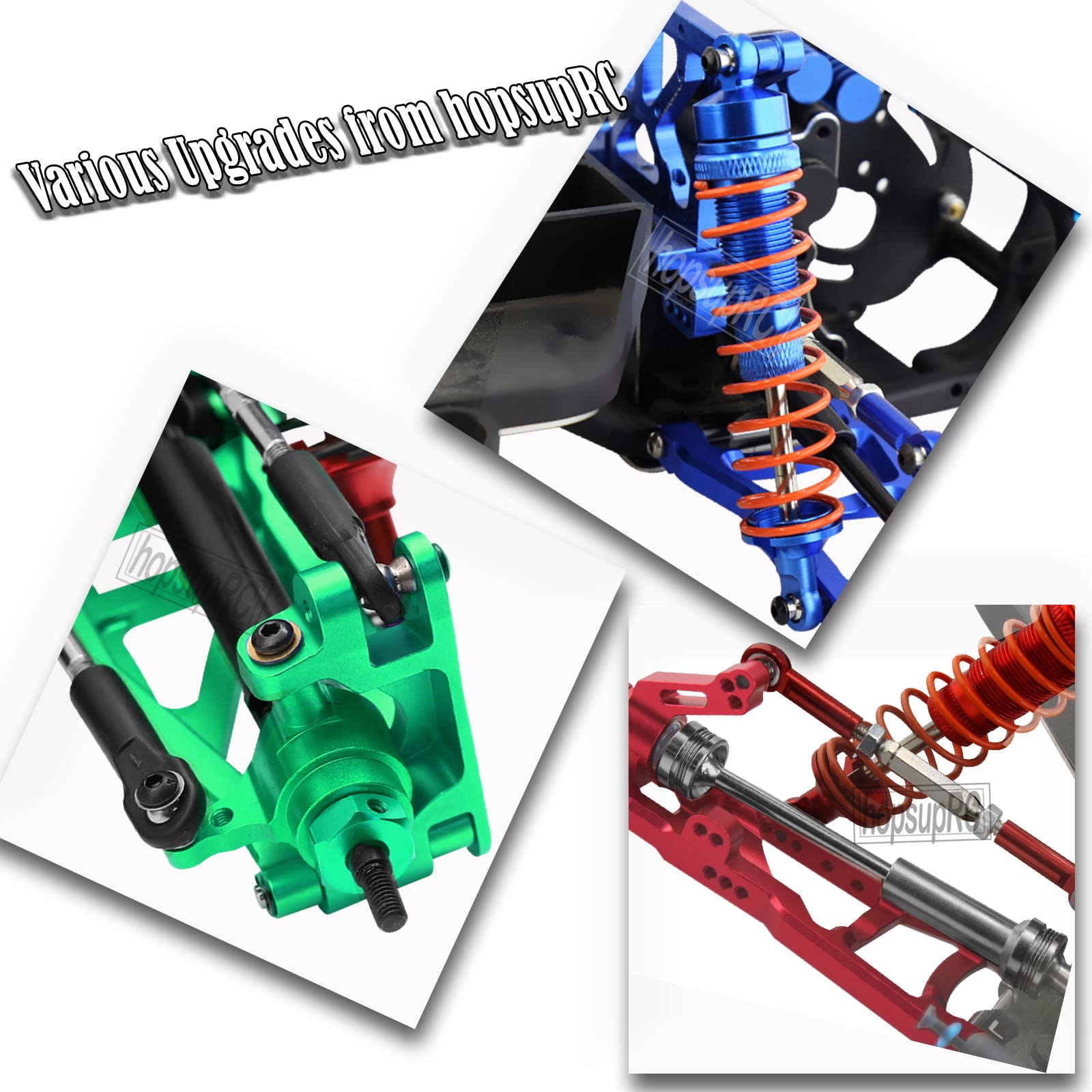 RCMYou Upgrades Part For 1/10 Slash/Rustler/Stampede/Hoss 4x4 VXL 4wd,Alloy Suspension Arm,Caster Block,Steering Blocks,Rear Stub Axle Carriers,4pcs Wheel Hex,Red (More Durable Arm