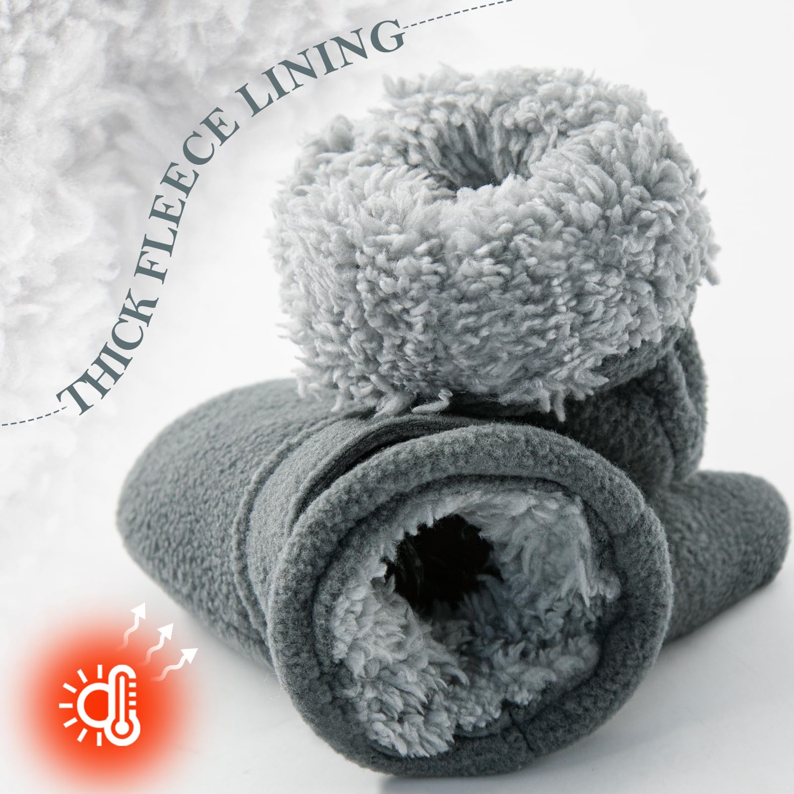 RAOEXI Manoplas de invierno para niños pequeños forradas con forro polar fáciles de poner para bebés y niñas, B-gris y azul marino, M (1-2 Years)