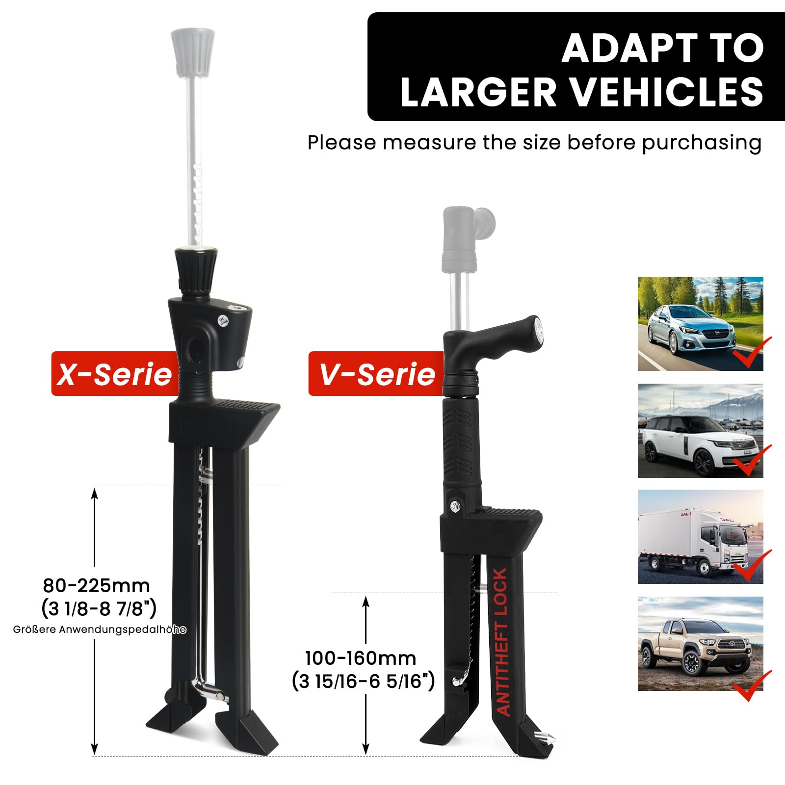 Serratura a pedale per auto, antifurto, blocco frizione del freno in acciaio inox, blocco pedale, immobilizzatore automatico, installazione rapida per auto, SUV, Van Camper (X15)