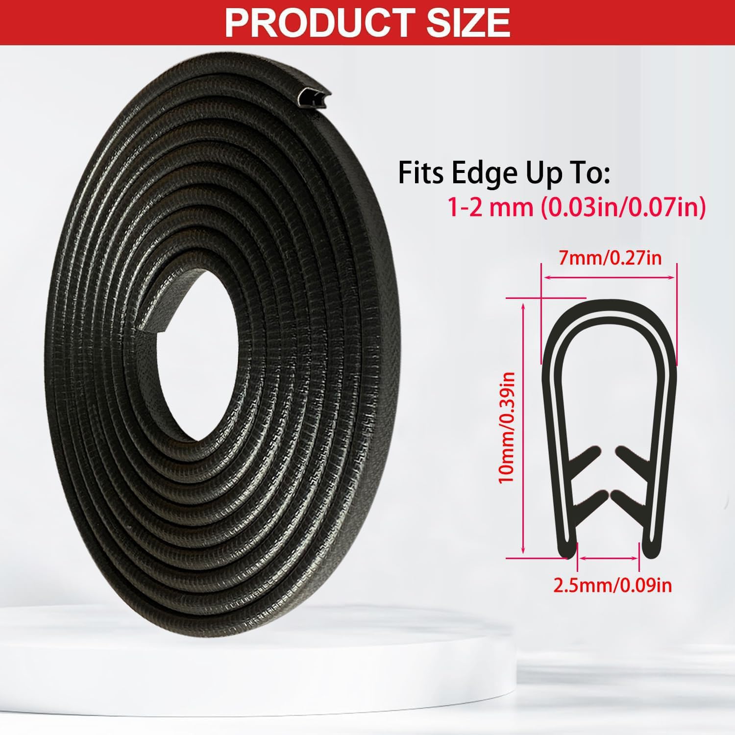 Guarnizione Ad u in Gomma Campo di Serraggio 1-2 mm Profilo Gomma Proteggi Portiera Auto per la Maggior parte Delle Auto Lavorazione lamiera Costruzione barche Artigianato Casalinghi 5M (5, 2mm)