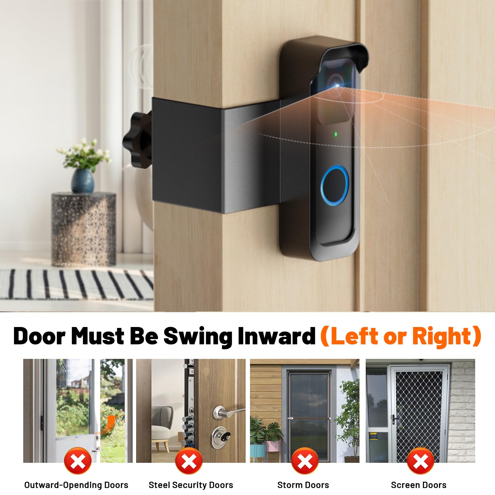 Blink Doorbell Mount, Anti-Theft Doorbell Mount for Blink Video Doorbell 1st Gen(Not for 2nd Gen), No Block Sensor & Night Vision, Blink Doorbell Camera Mount Bracket with Rain Cover