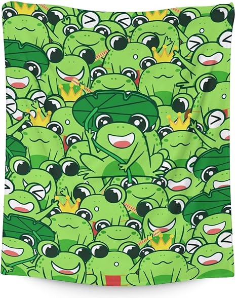 Mercuryelf Frog Throw Blanket - Soft, Fuzzy & Warm - 60x80 Inches Flannel Blankets for Bed, Couch - Green Novelty Throws Gift for Women Men