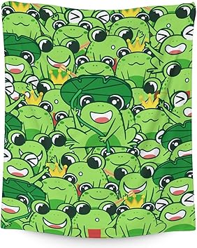 Mercuryelf Frog Throw Blanket - Soft, Fuzzy & Warm - 60x80 Inches Flannel Blankets for Bed, Couch - Green Novelty Throws Gift for Women Men