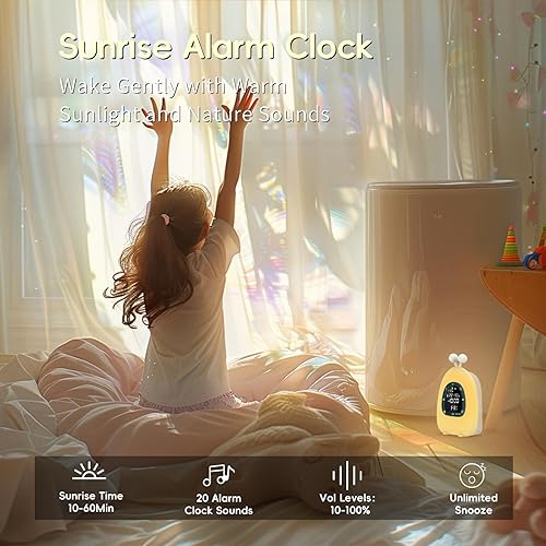 Miniatura 4 de Reloj despertador Sunrise con luz de despertador, máquina de sonido de ruido blanco con 20 sonidos relajantes, 10 luces nocturnas, altavoz