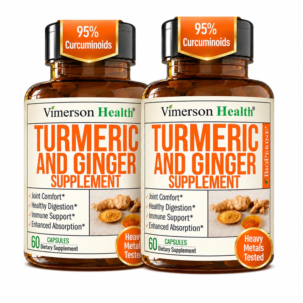 Turmeric and Ginger Supplement – Inflammation & Joint Support – 2 Pack 60 Count (Pack of 2)