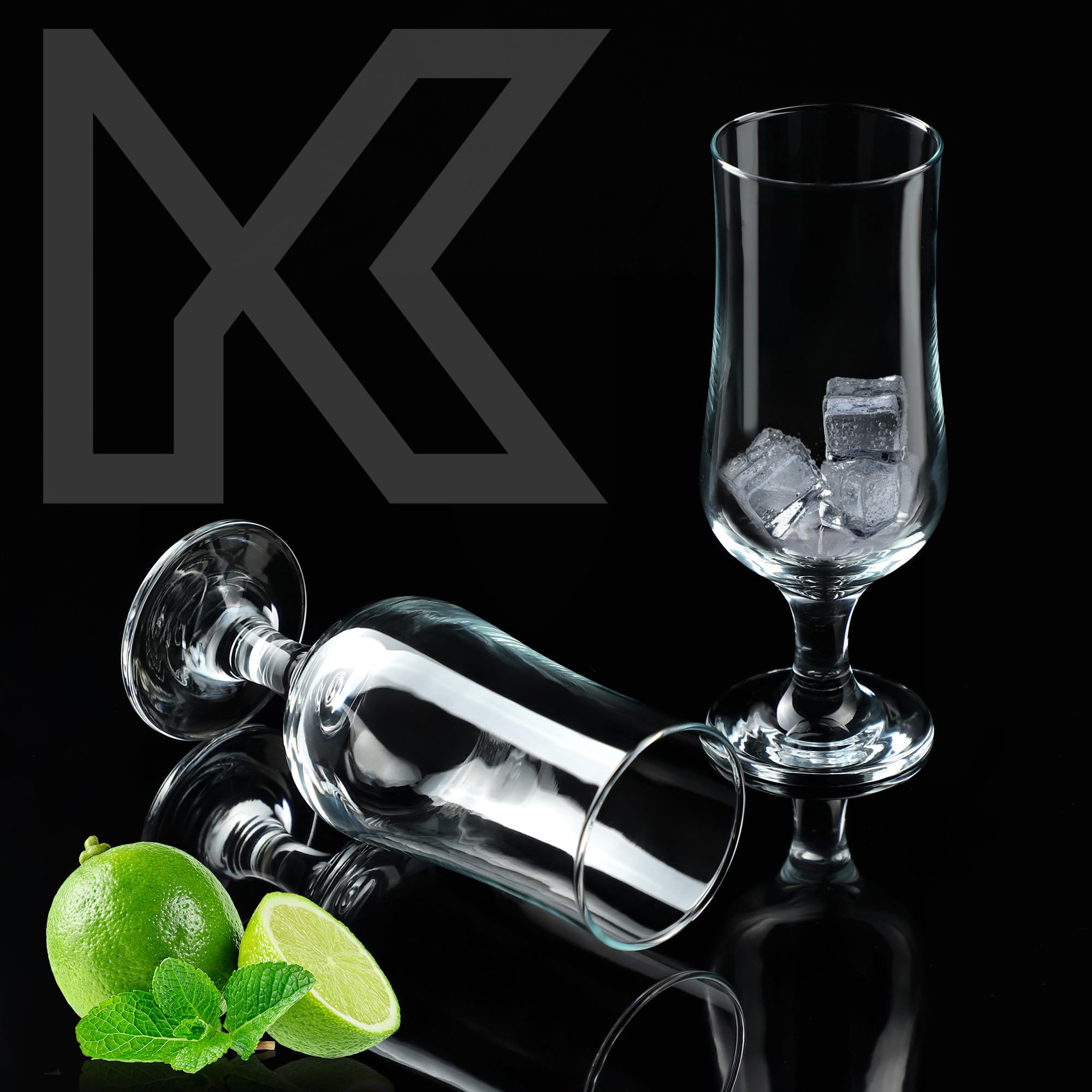 Set 4 Bicchieri Long Drink KADAX 320ml - Vetro Sodio Calcio Con Scanalature
