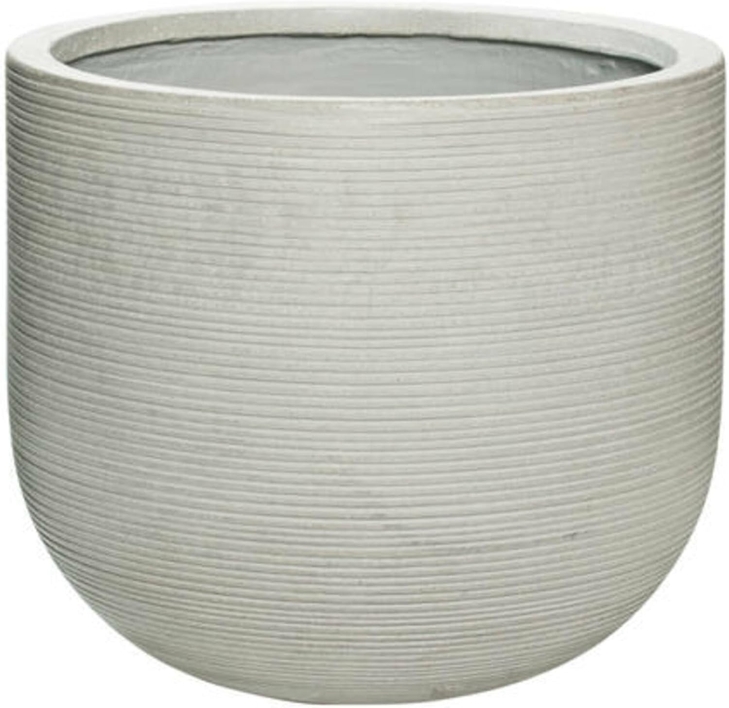 Elegant Ridged Ivory Grey Flower Pot 14.5"H x 16.5"W x 16.5"L
