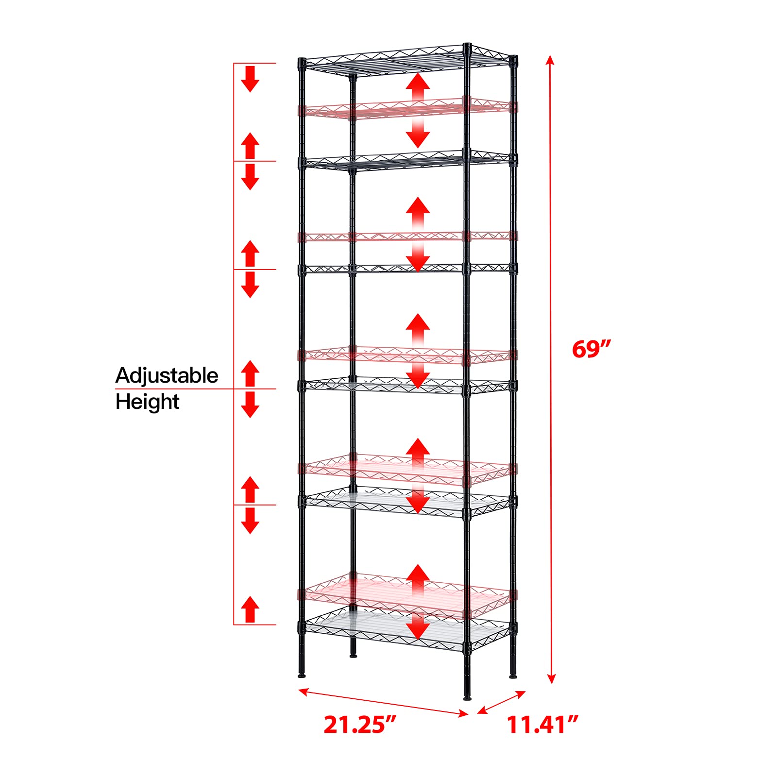SINGAYE 6Shelf Storage Shelf Wire Shelving Unit Metal Shelves Unit