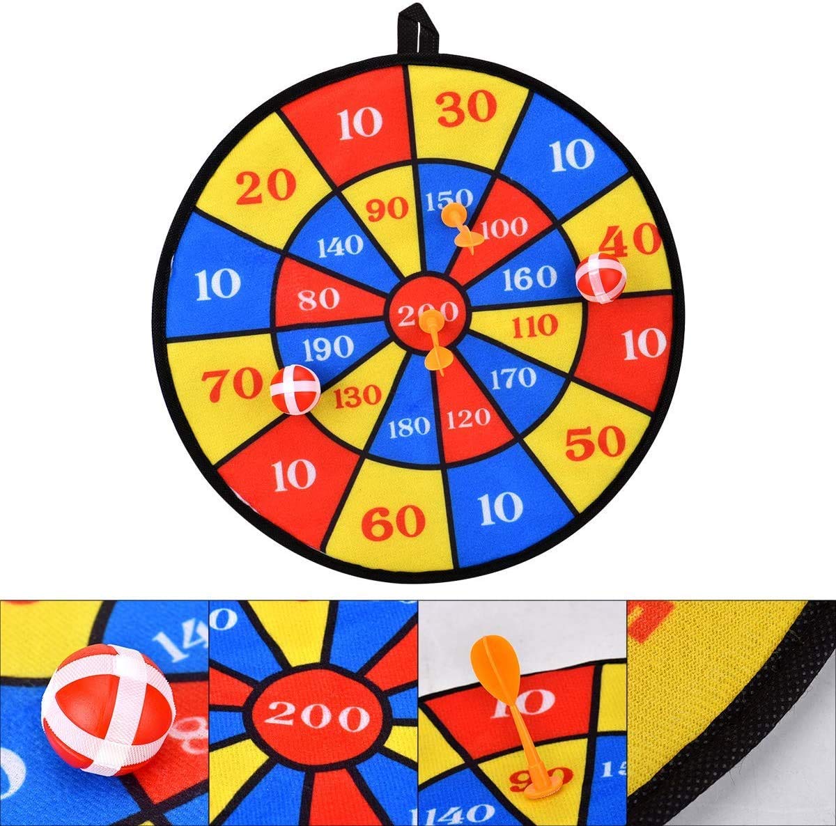 Queta Kids Safe Fabric Dart Board Game Set With 10 Sticky Balls 4