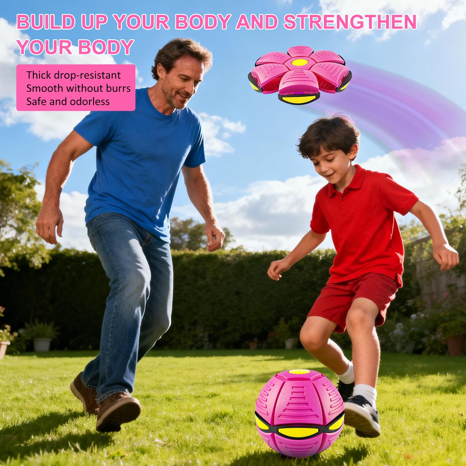 Magic Ball Pop Up Balls Light-Up – Magic Bouncing Pop Up zabawka z jasnymi światłami ruchu, podwójna forma, magiczna piłka do zabawy w pomieszczeniach i na świeżym powietrzu