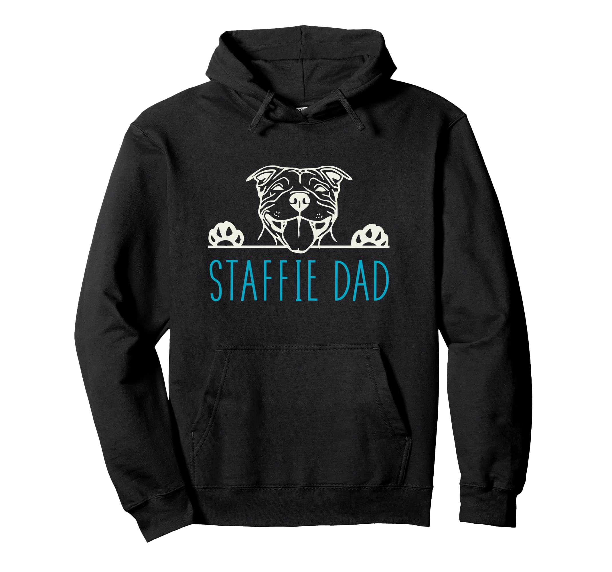 Staffie Dad with Staffordshire Bull Terrier Dog Pullover Hoodie, Black