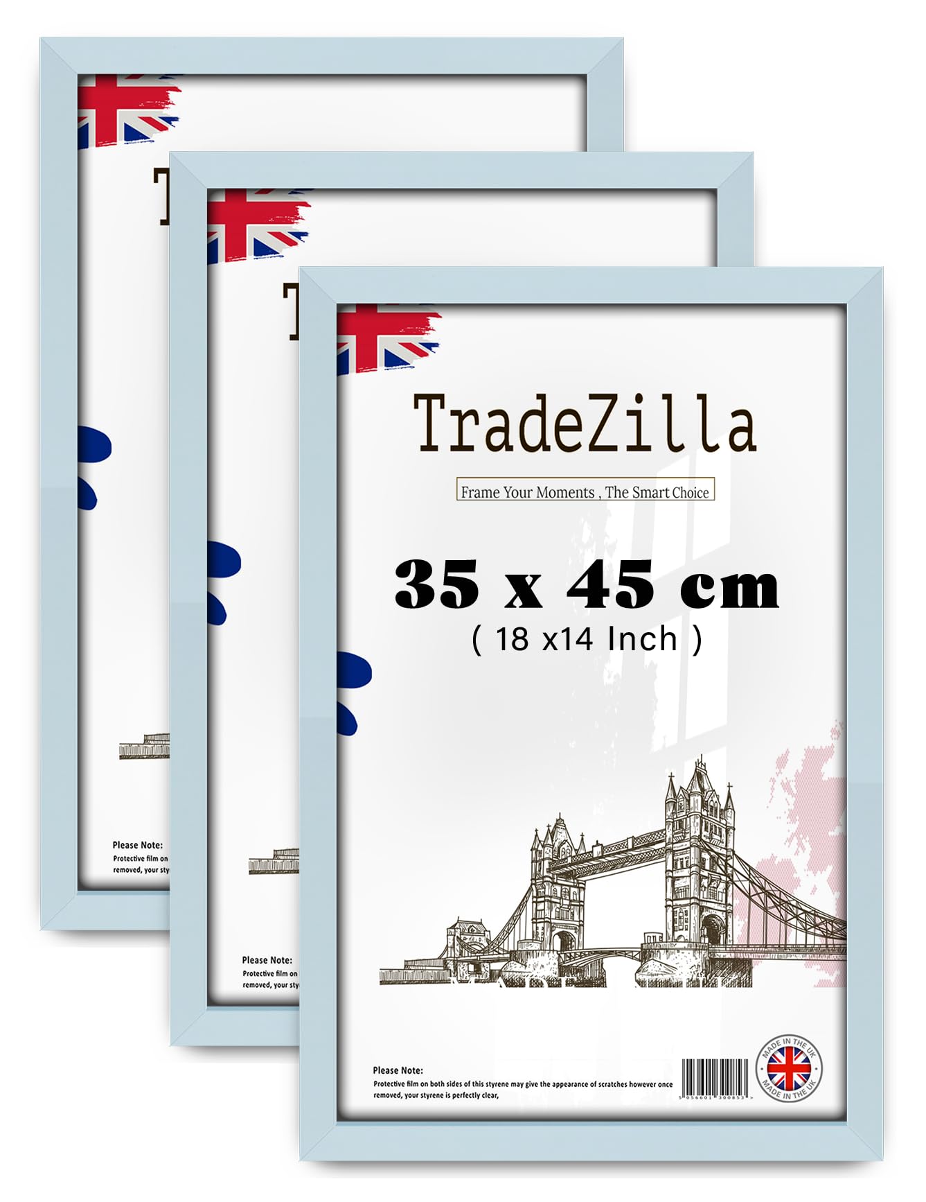 TradeZilla pack of 3 MDF Poster Frame (35 x 45 CM) Elegant Picture Frame for Home, Office & Art Gallery Wall, MDF Wood Finish, Hanging Hooks for Easy Installation [ Light Grey ]