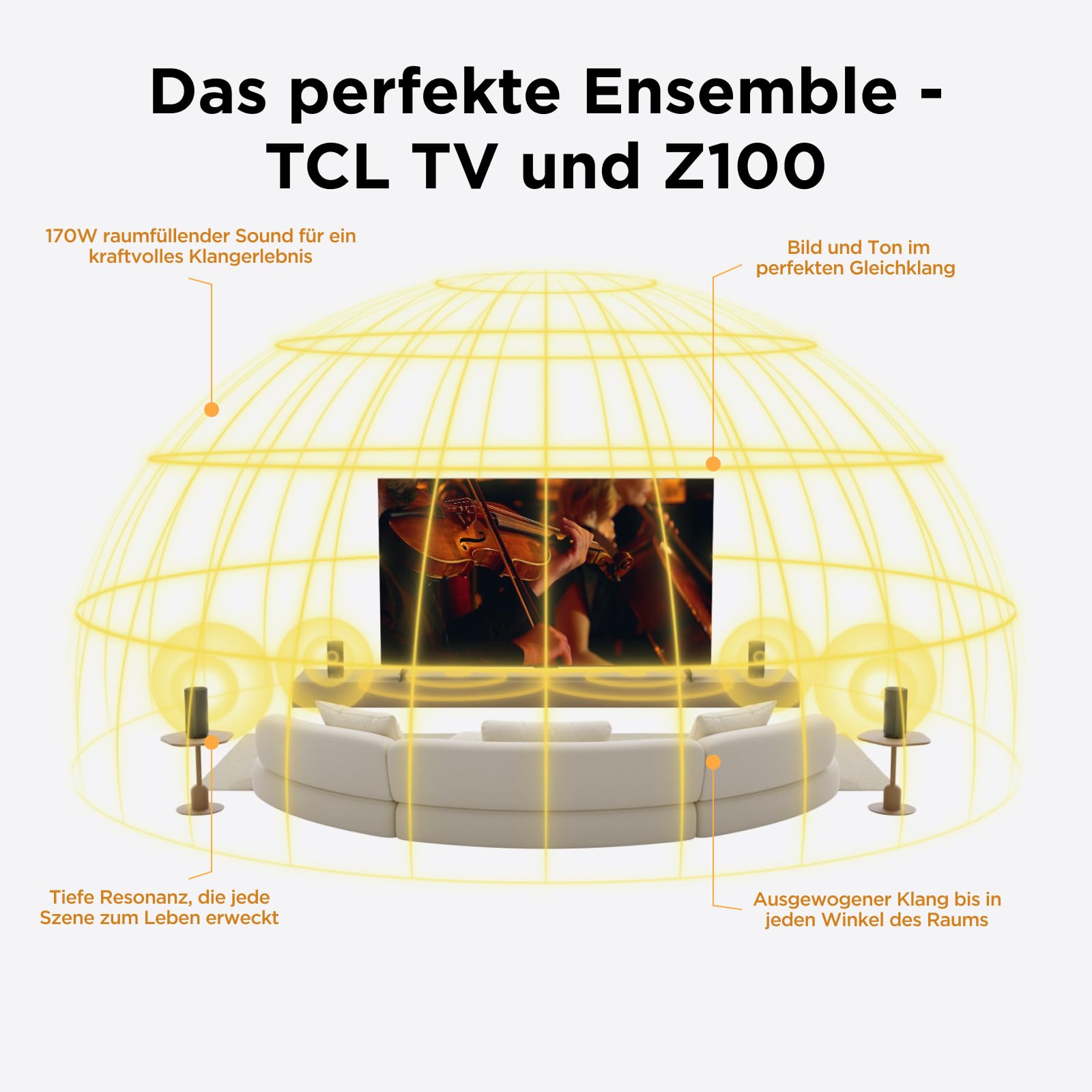 TCL Z100 Kabelloser Subwoofer für Immersiven 3D Heimkino-Sound, Dolby Atmos & Tiefer Bass - Ergänzung Z100 Speaker erforderlich - Platzsparendes Design & Flexible Platzierung