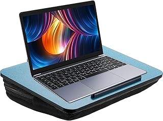 HUANUO Laptop Tray, Lap Desk for Bed, Lap Tray with Zippered Storage Pocket & Anti-Slip Strip for Bed Sofa Travel, Lightweight Portable Lap Desk with Pillow Cushion, Fits up to 14 inch Laptop