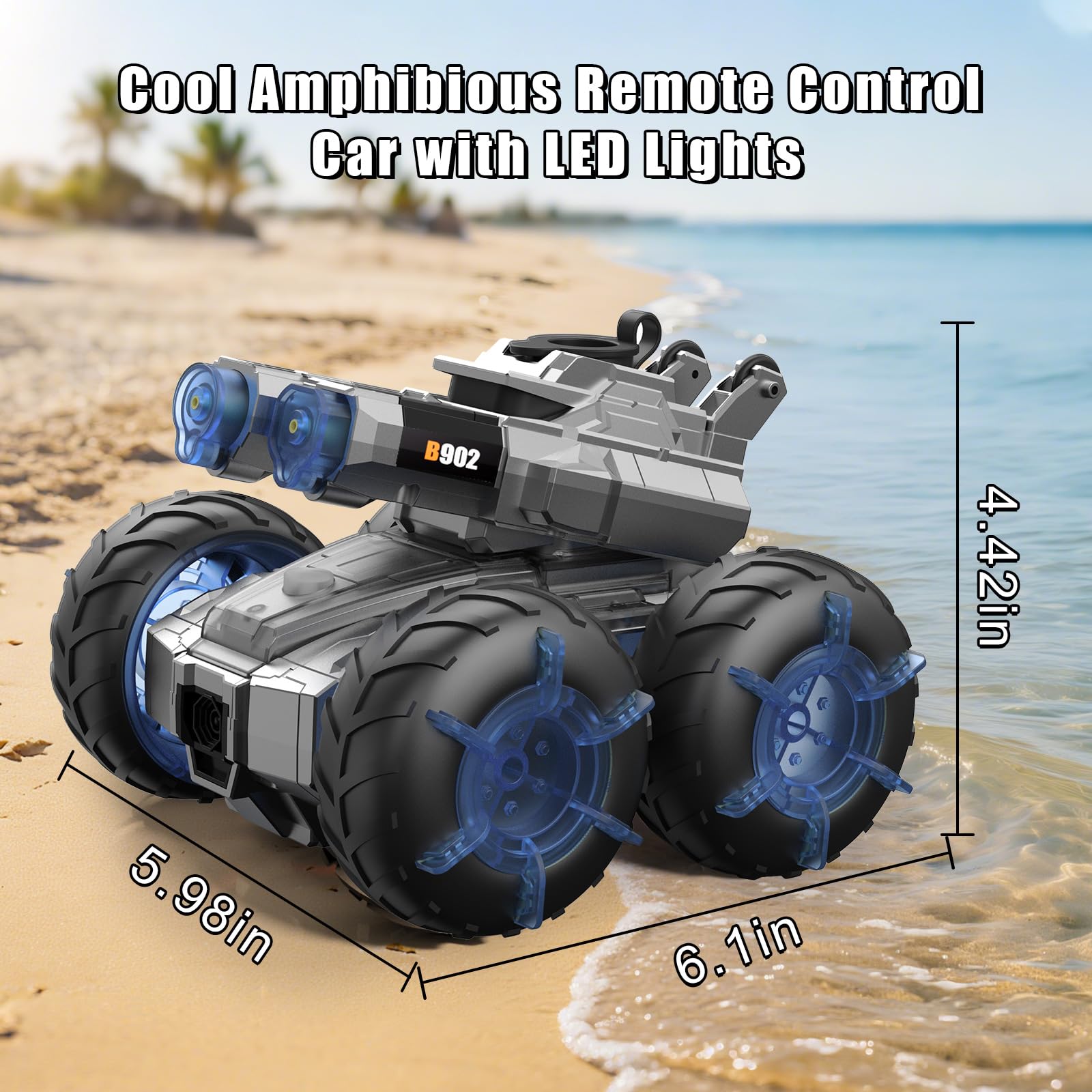 3-in-1 RC Ferngesteuertes Auto 4WD Amphibienfahrzeug Ferngesteuert Wasserpistole Auto Gestensensor Wasserdicht RC Stunt Auto 360° Drehung Monstertruck Spielzeug Geeignet für Kinder ab 6 Jahren