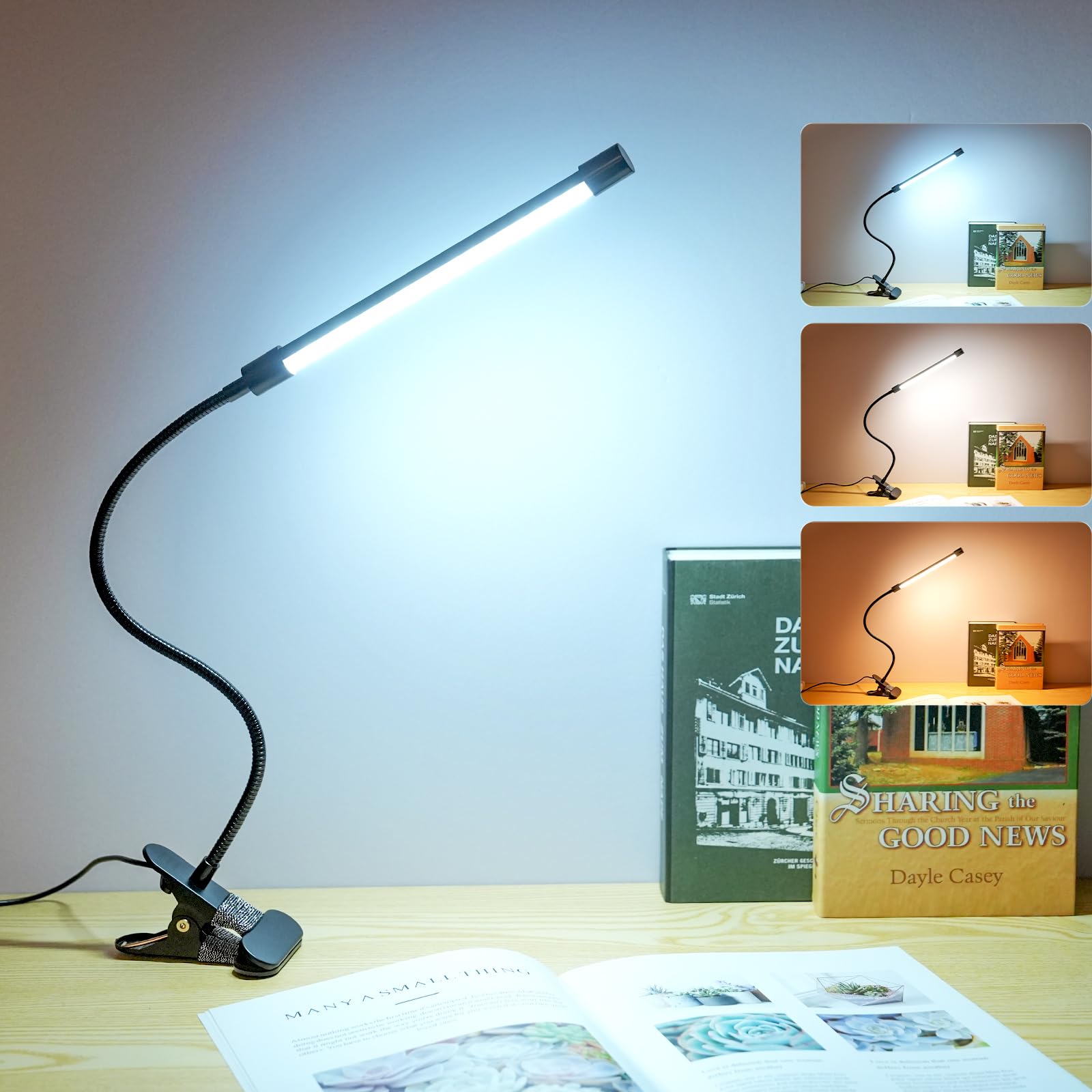 Lixada Clip On USB Desk Lamp, 3 Light Modes, 10 Dimmable Brightness - Image 4