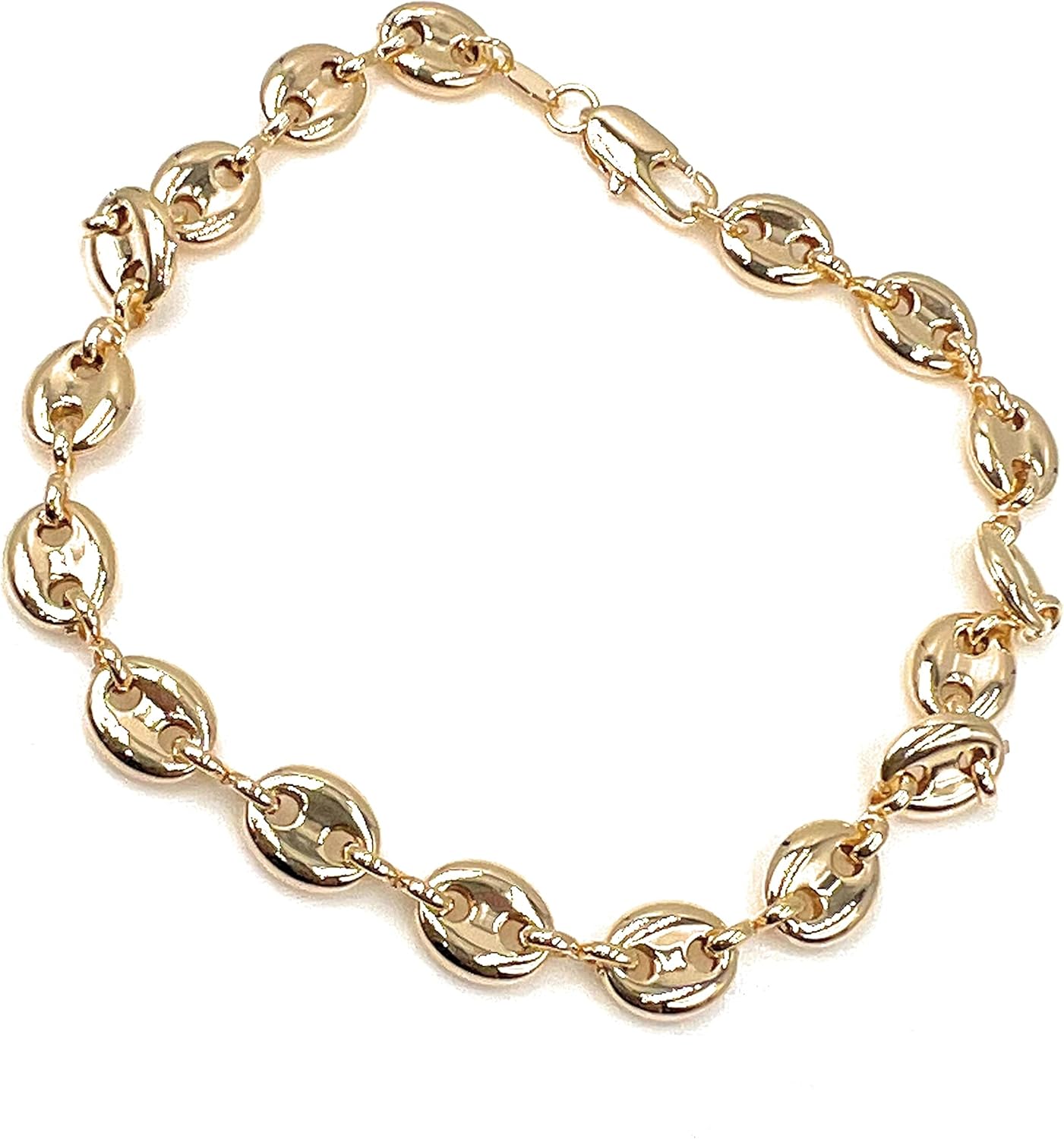 18K Brazilian Gold Plated Puff Mariner Anklet Link Chain for Women Fashion Jewelry