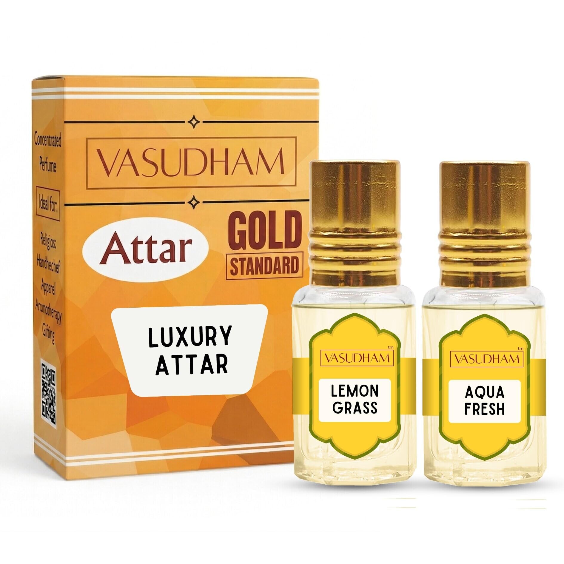 Gold Standard Luxury Attar Roll-On | Premium Alcohol-Free Perfume Oil | Pure Botanical Extracts & Essential Oils | Enduring Artisanal Fragrance for Men & Women (Lemongrass & Aqua Fresh) Pack of 2 x 5ml-image-3