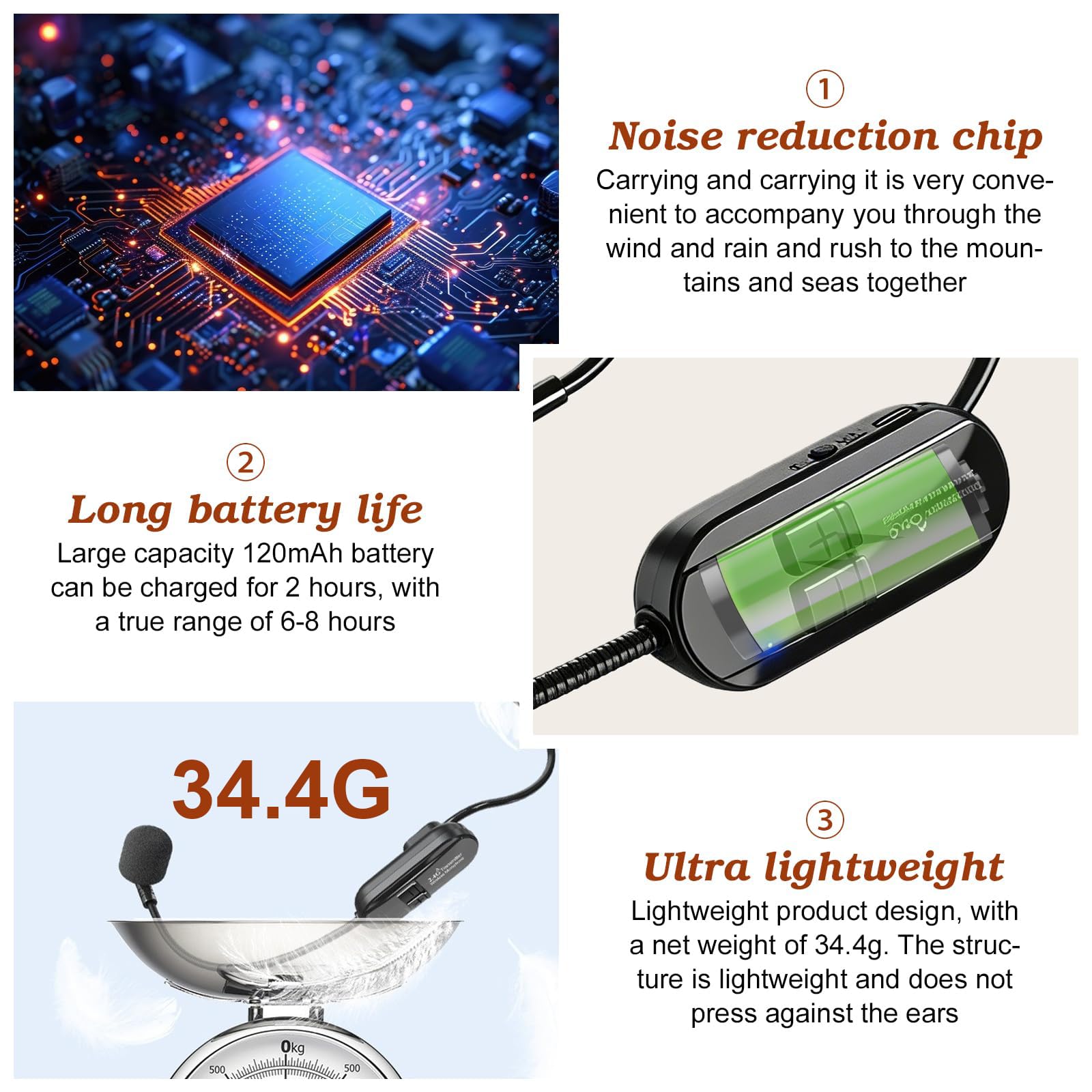 Microfono Archetto Wireless,Microfono Ad Archetto Wireless,Microfono Archetto Ricambio,Microfono Wireless Ad Archetto Per Riunioni Ed Eventi,Durata Della Batteria Da 6 A 8 Ore,Portata 50M,Nero