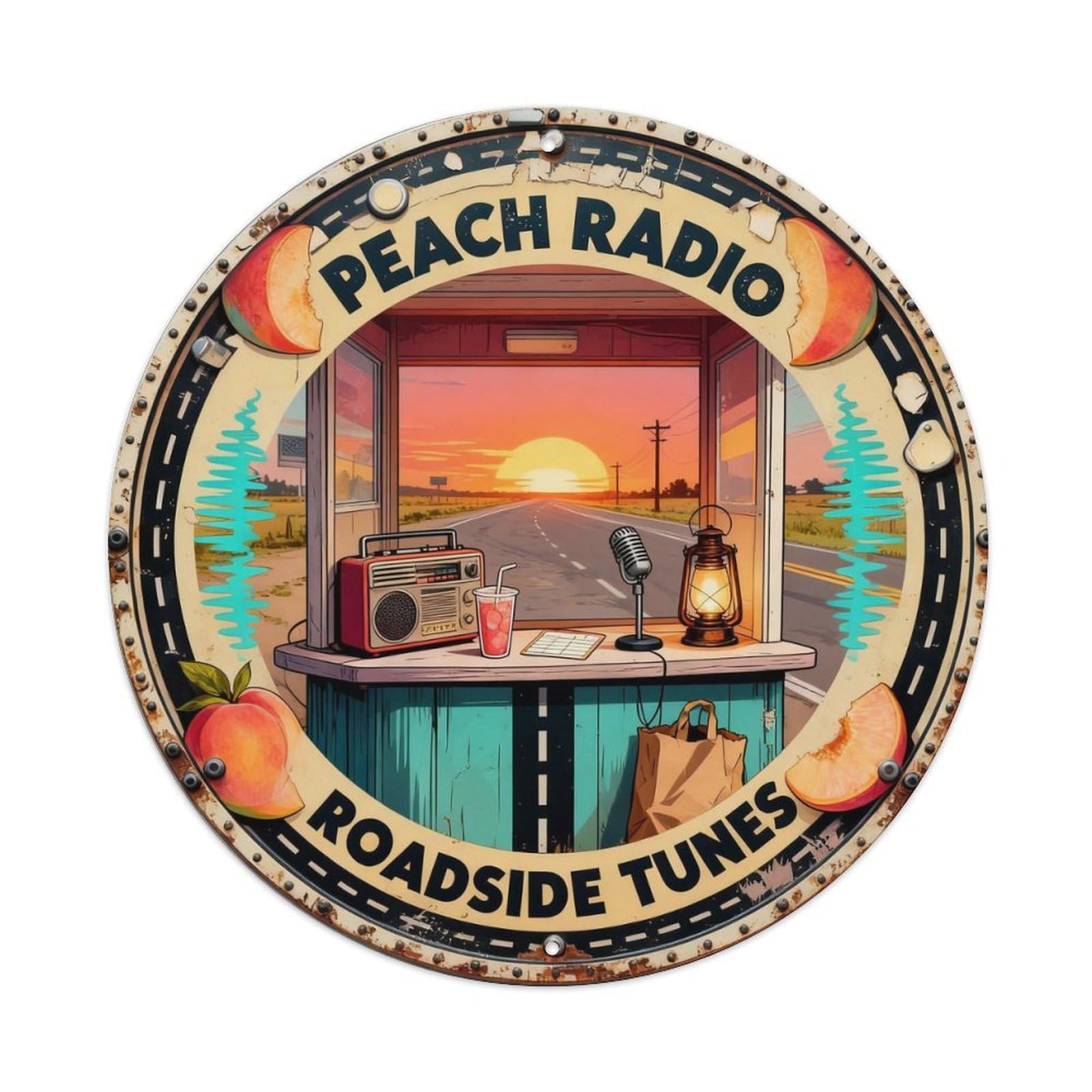 Peach Radio Sign Metal Tin Sign Plaque