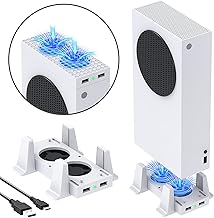 Cooling Stand Compatible with Xbox Series S, YUANHOT Dual Purpose Cooling Fan Cooler System Dock Station Accessories, 3 Level Adjustable Speed & 2 Extra USB Ports (Only Compatible with Xbox Series S)