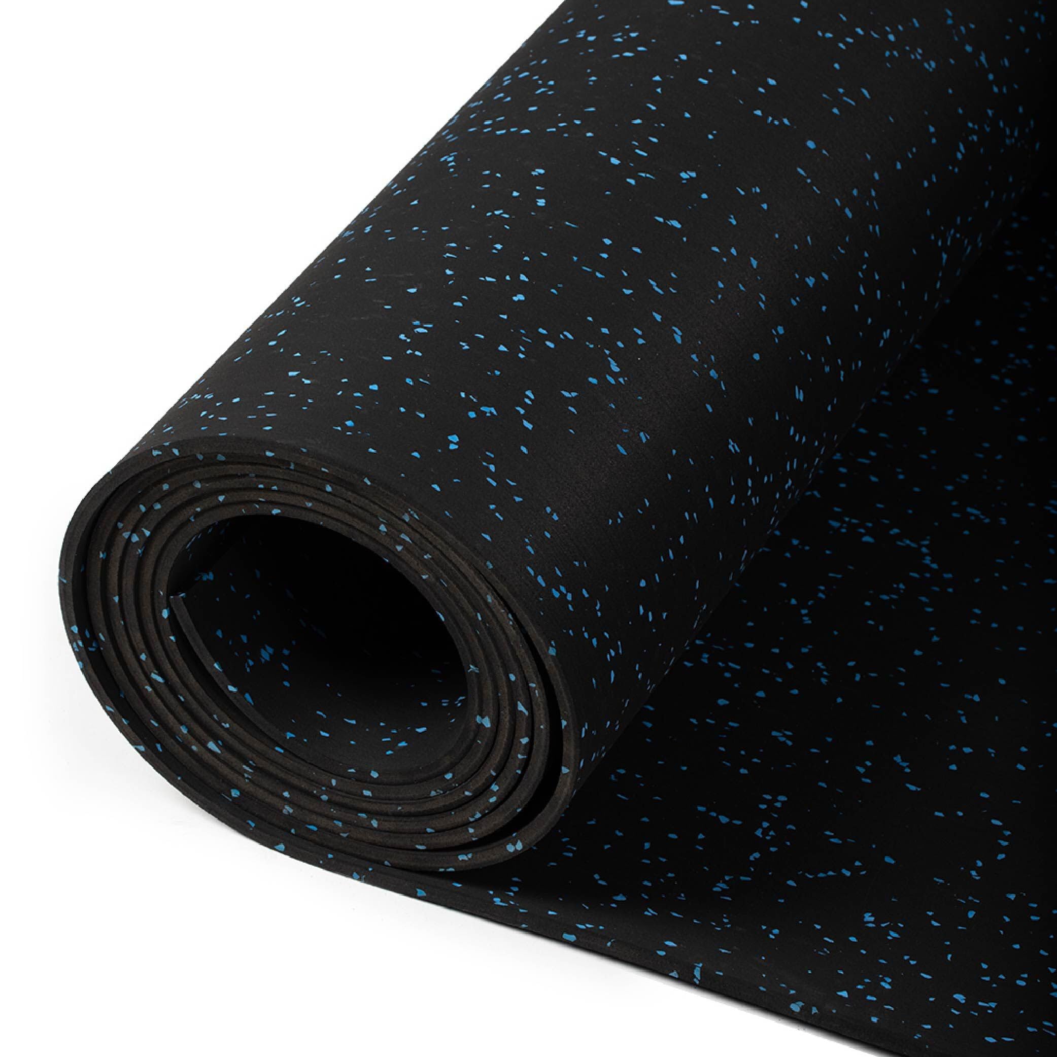 Titan Fitness 15ftx4ftx8mm Blue Crumb Rubber Gym Flooring Roll Non-Slip Textured Mat for Floor Protection Ideal for Heavy