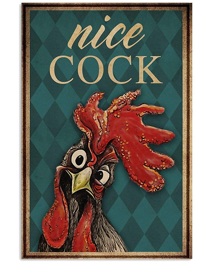 Lsjuee Women's 8X12 Inch 06 Nice Cock Chicken Poster Gift For Men Celebration Vintage Courtyard Restaurant Store Signs Poster S Retro Bar Pub Garage Novelty Funny Metal Tin Signs Art Wall Decor 8X12 Inch
