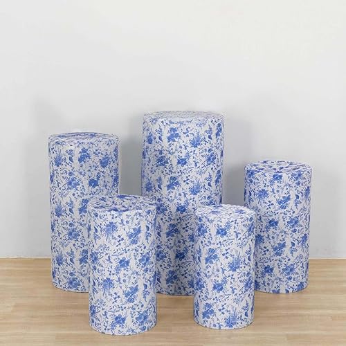 Vista 224 de Efavormart - Juego de 5 fundas de soporte para caja de exhibición cilíndrica de elastano, color negro, fundas elásticas para pilar de pedestal, 160