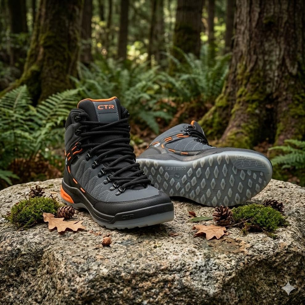 Image of Coasters High Ankle Trekking Shoes for Men | Hiking & Outdoor Adventure Boots with Anti-Slip Sole, Ankle Support, Cushioned Comfort & Lace-Up Closure