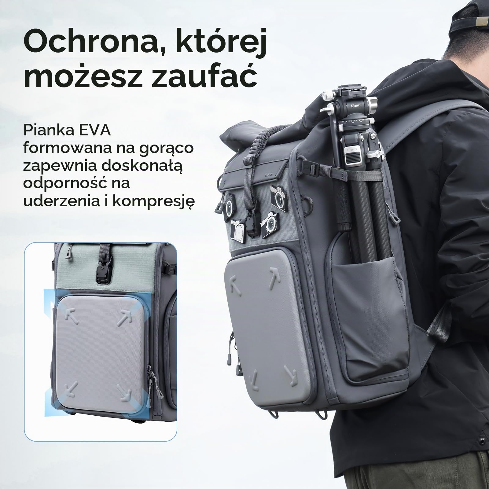 Ulanzi BP04 Plecak na aparat z twardą obudową 25 l współpracuje z Apple Find My B121