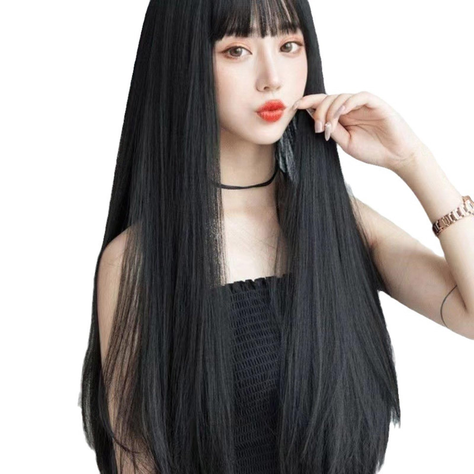 Amazon.co.jp: Caqnni ウィッグ ロング ストレート フルウィッグ