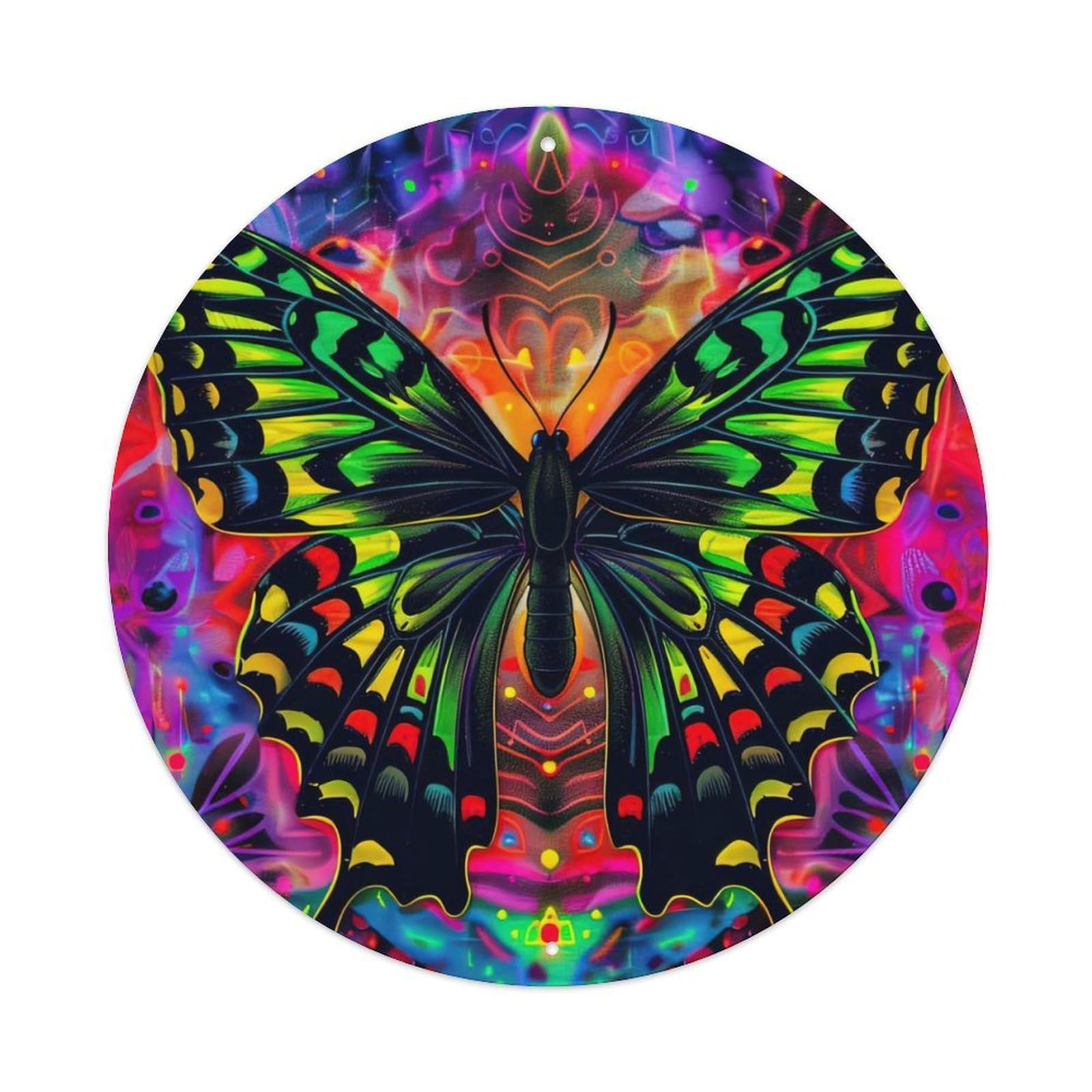 Animal Artwork Green Butterfly Metal Tin Sign