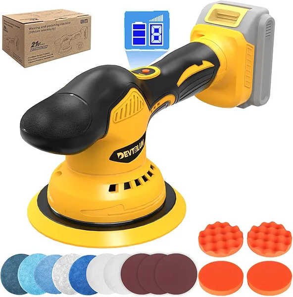 Cordless Car Buffer Polisher Kit for Dewalt 20V Battery(NO Battery),6 In Brushless Dual Action Random Polishing Machine , 6 Variable Speed 5500RPM, Orbital Polisher for Car Detailing,14Pcs Accessories