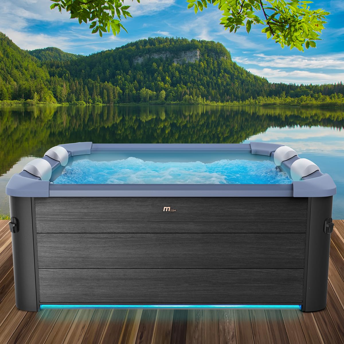 BRAST Whirlpool MSpa Oslo Plus XXL für 6 Personen mit LED-Beleuchtung und Winterfester Einsatz | 180x180x65cm | 4 Modell