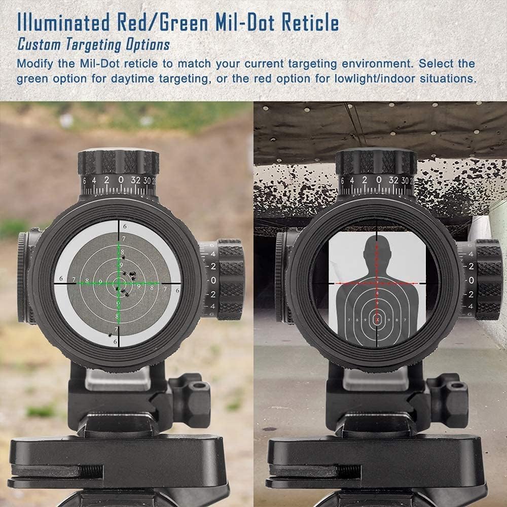 BARSKA AC13670 Contour Scope 4x32 Red/Green Illuminated Mil-Dot Reticle with Picotinny/Weaver Rings