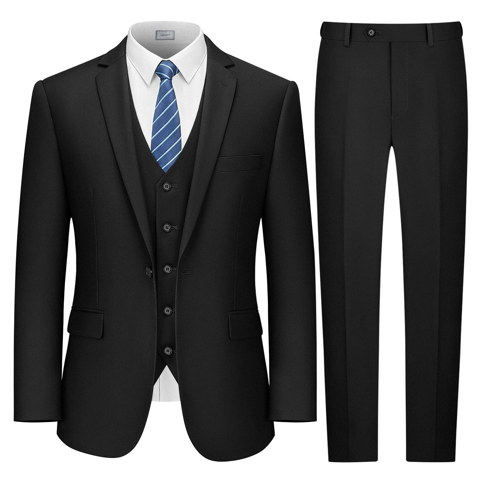LUPURTY Costume 3 pièces pour Homme, Coupe ajustée, Veste